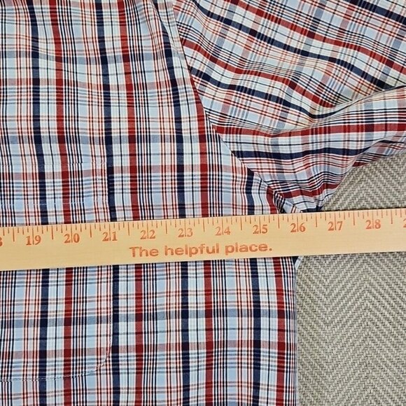 Burry Lane Button Down Shirt Men's XL Red, White & Blue Plaid 100% Cotton Y2K - Picture 3 of 15